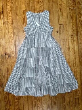 Max Studio brown and white gingham midi dress